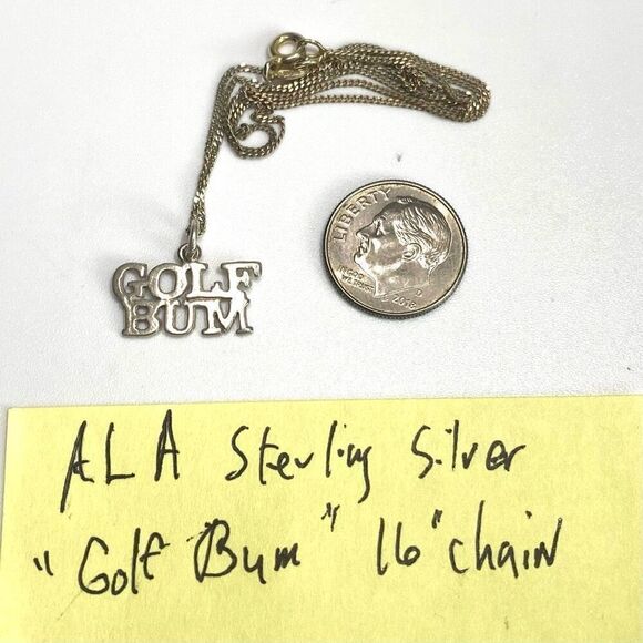 ALA Sterling 925,Silver “Golf Bum” Pendant & 16” Sterling Chain - Picture 9 of 9